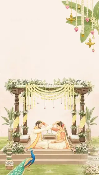 Illustrated wedding mandap ceremony artwork