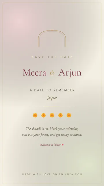 A free Wedyay save-the-date poster for Meera and Arjun in Jaipur